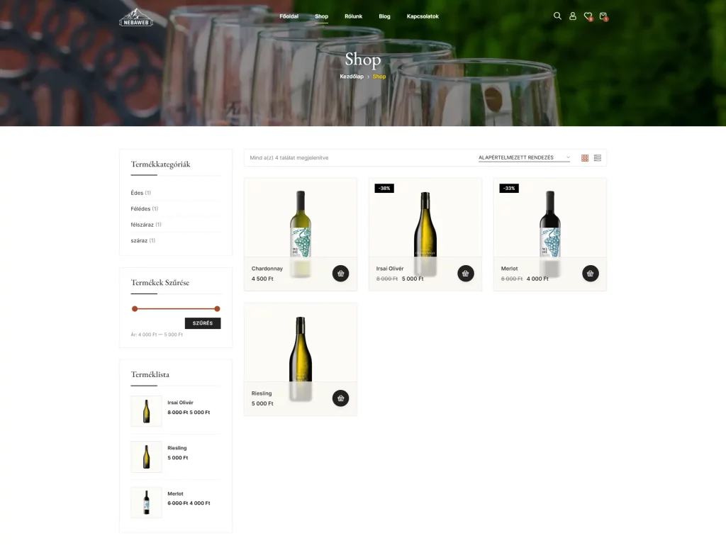 Webshop for wine sales