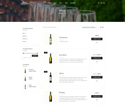 Modern webshop borászatoknak